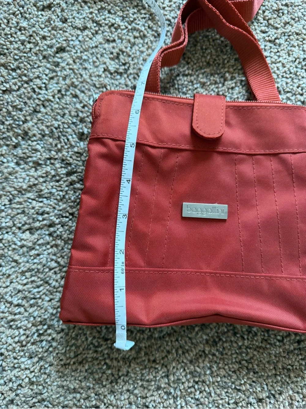 BAGGALLINI Rust Red Nylon Zippered Crossbody Shoulder Bag